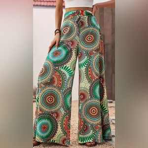 Bohemian Multicolor Wide-Leg Pants